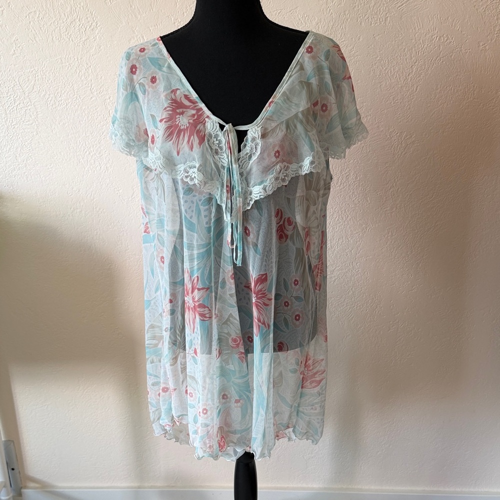 VINTAGE LACE SLEEP DRESS Floral Sheer ONE SIZE